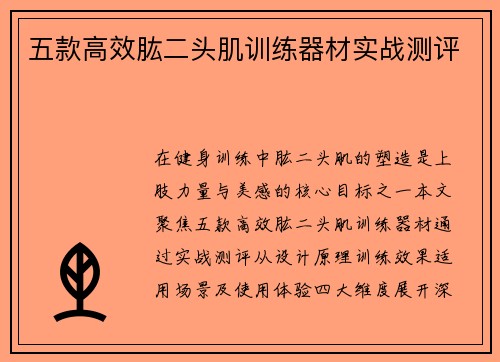 五款高效肱二头肌训练器材实战测评